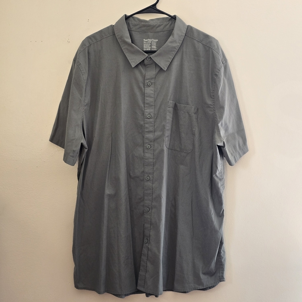 Fresh Clean Threads Men's 3X Short-Sleeve Casual Button-Down Gray Shirt